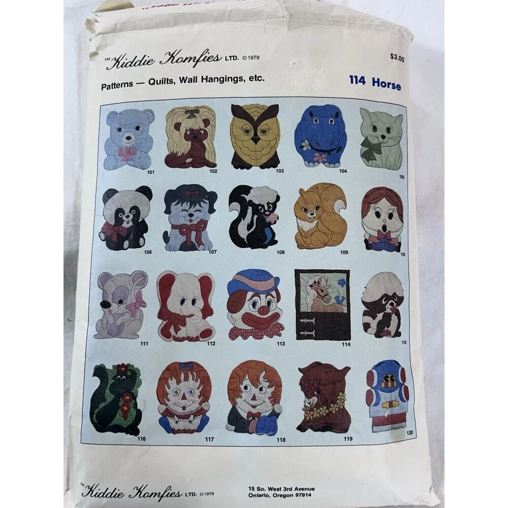 Vintage 1979 Kiddie Komfies Sewing Patterns #114 Horse Quilts Wall Hangings Rare